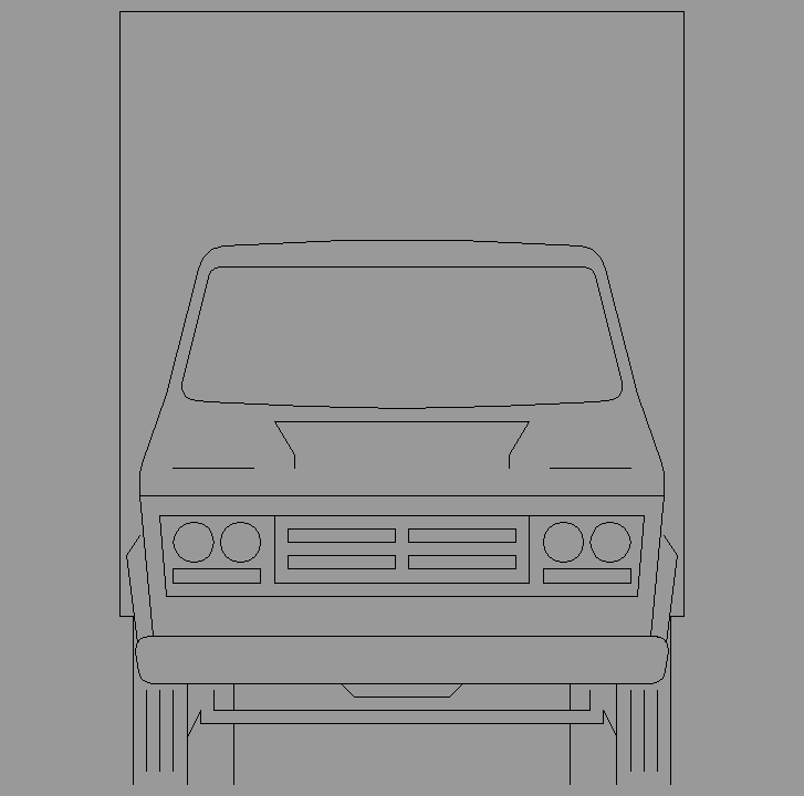 Bloque Autocad Vista de Camioneta pequeña Bibliot. 2D-3D en Alzado
